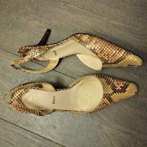 Christian Louboutin Python Leather Sling Back Heels
